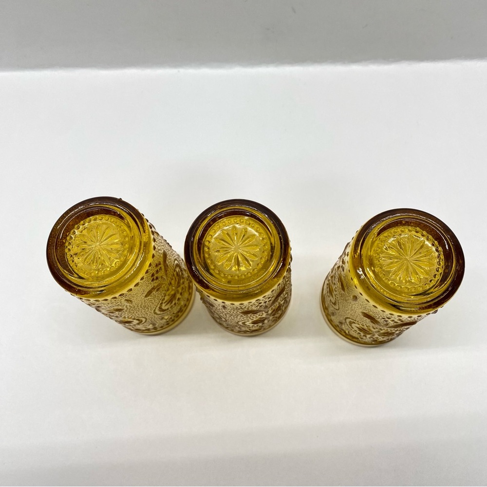 Vintage Brockway Glass American Concord Amber Juice Glasses Set of Three MCM - Picture 4 of 8